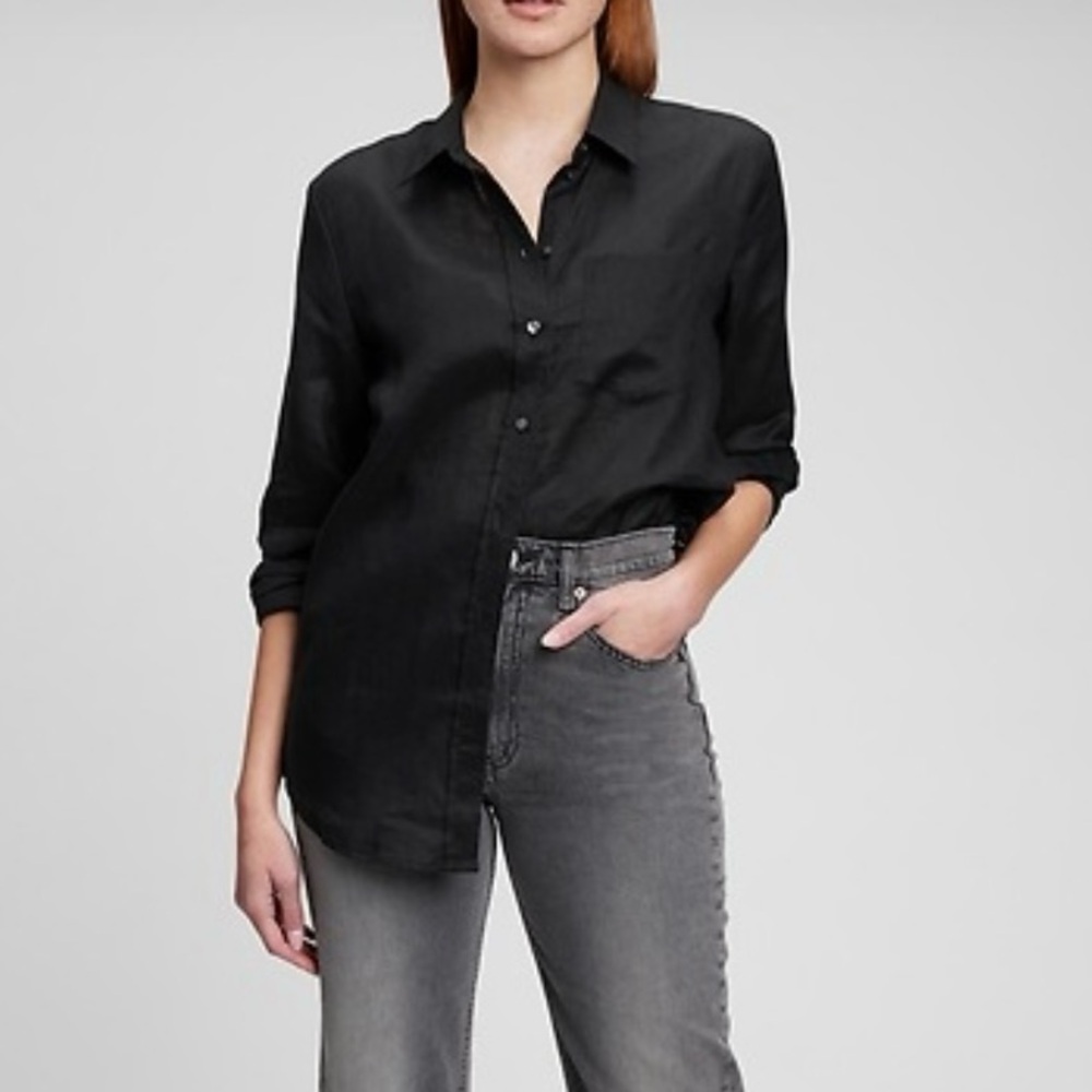 Gap linen boyfriend shirt, black
 size XXL, NWT